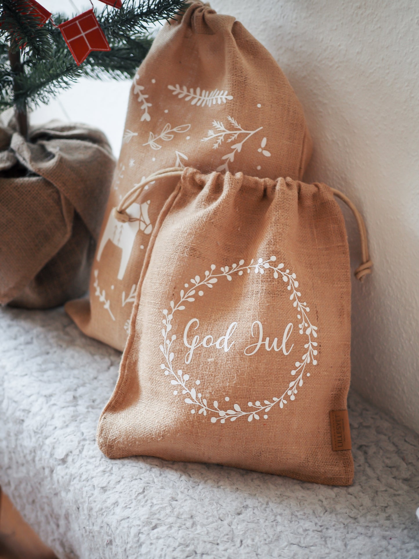 kleiner Geschenkbeutel aus Jute - God Jul